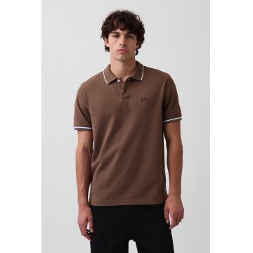 Tricou polo cu logo brodat - Maro