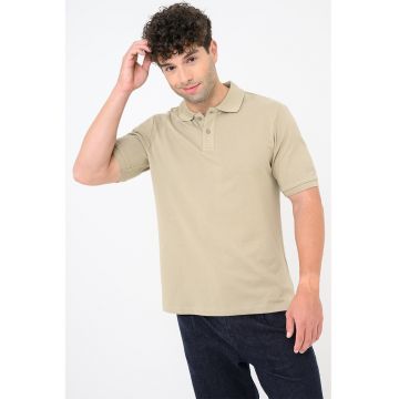 Tricou polo de bumbac - Maro camel