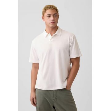 Tricou polo relaxed fit - Alb murdar