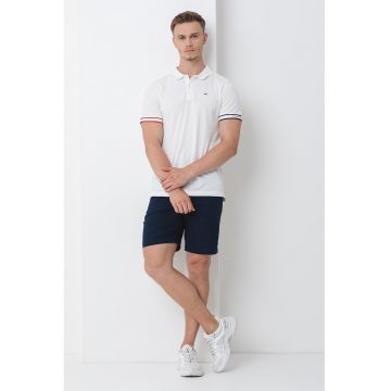 Tricou polo uni - Rosu/Alb murdar/Bleumarin