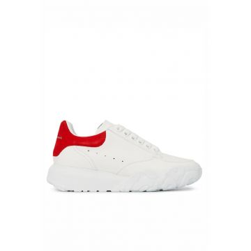 White and Red Court Trainer Sneakers - Rosu/Alb