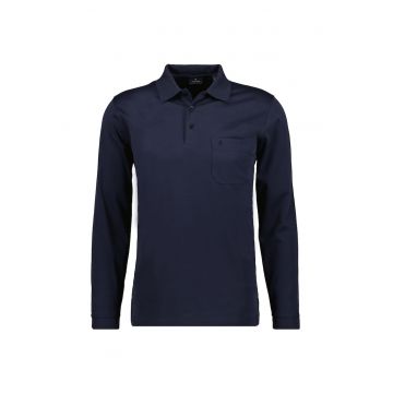 Bluza polo uni de bumbac - Albastru inchis
