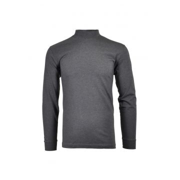 Bluza regular fit cu guler mediu - Gri inchis