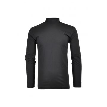 Bluza regular fit cu guler mediu - Negru