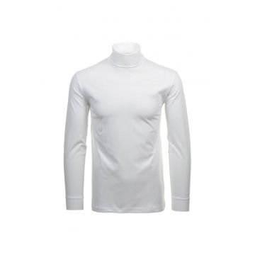 Bluza uni cu guler inalt - Alb
