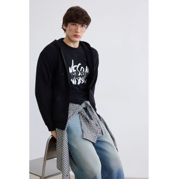 Hanorac regular fit din amestec de bumbac - Negru
