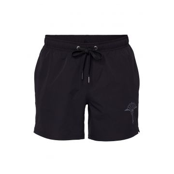 Pantaloni scurti de baie cu snur de ajustare si buzunare - Negru