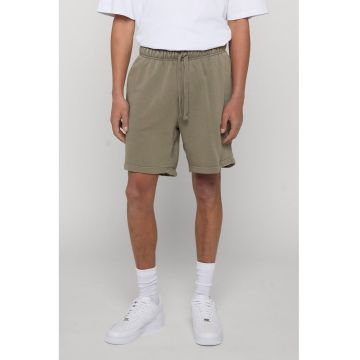 Pantaloni scurti din amestec de bumbac cu snur - Masliniu deschis