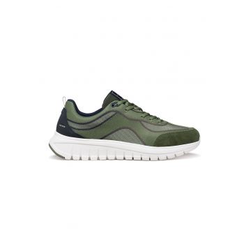 Pantofi sport Flextride R usori de plasa si piele intoarsa - Verde