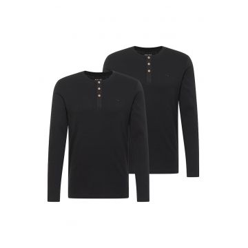 Set de bluze din bumbac organic cu fenta cu nasturi Arminto - 2 Piese - Negru