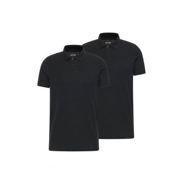 Set de tricouri polo din bumbac pique organic - 2 piese - Negru