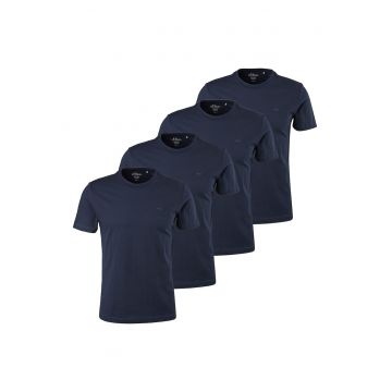 Set de tricouri uni - 4 piese - Albastru inchis