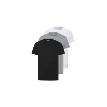 Set de tricouri uni cu decolteu la baza gatului Cove - 3 piese - Alb/Negru/Gri