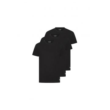 Set de tricouri uni cu decolteu la baza gatului Cove - 3 piese - Negru