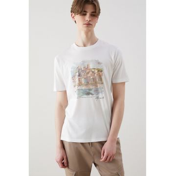Tricou cu imprimeu grafic - Alb murdar