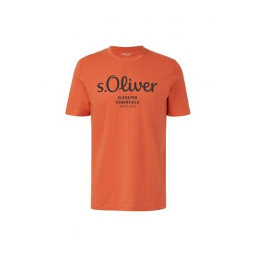 Tricou cu logo de bumbac - Rosu deschis
