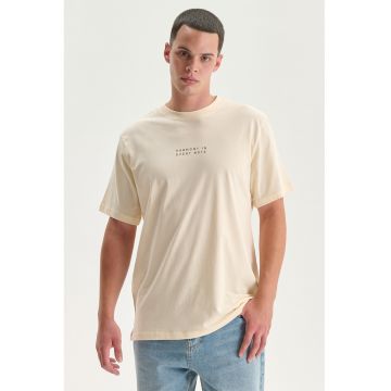 Tricou de bumbac cu imprimeu - Bej deschis