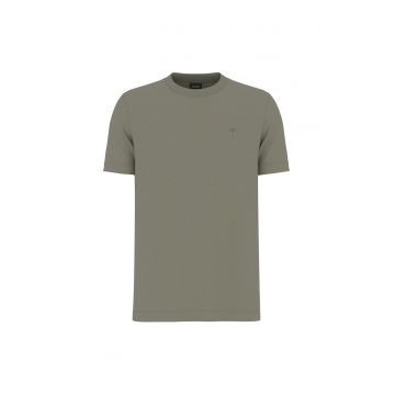 Tricou din bumbac organic cu decolteu la baza gatului - Albastru