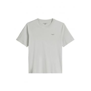 Tricou din bumbac organic cu detaliu cu logo discret - Gri deschis