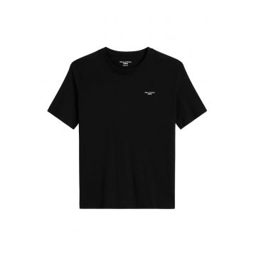Tricou din bumbac organic cu detaliu cu logo discret - Negru