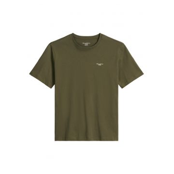 Tricou din bumbac organic cu detaliu cu logo discret - Verde masliniu