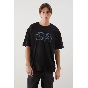 Tricou lejer din bumbac cu tematica Star Wars - Negru