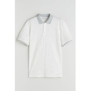 Tricou polo cu model - Alb optic