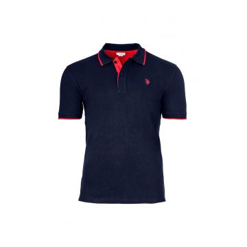 Tricou polo din amestec de bumbac - Albastru inchis