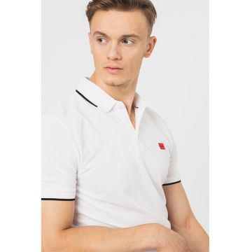 Tricou polo slim fit Deresino - Alb/Negru