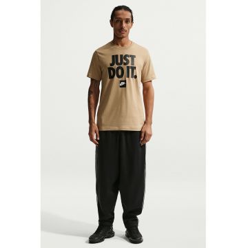 Tricou regular fit din bumbac cu imprimeu Sportswear - Negru/Maro deschis