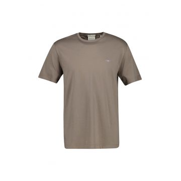 Tricou regular fit din bumbac Shield - Maro taupe