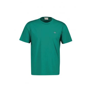 Tricou regular fit din bumbac Shield - Visiniu/Gri deschis/Verde englez
