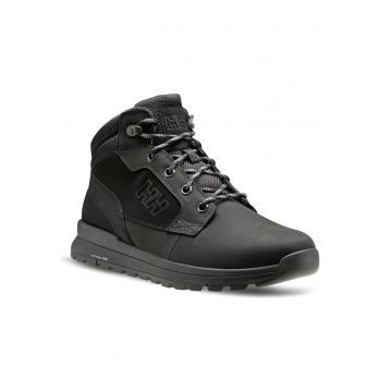 Bocanci trekking barbati  12038 - Piele naturala - Negru - Negru