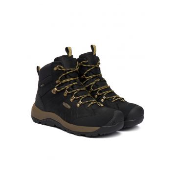 Bocanci trekking barbati -  piele naturala - negru - durabili - confortabili