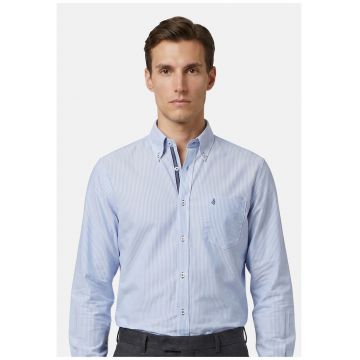 Camasa regular-fit cu model dungi - Albastru azur