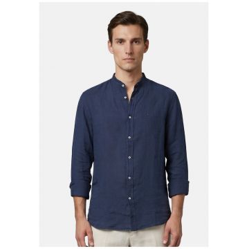 Camasa uni cu guler henley - Bleumarin