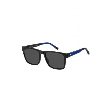 Ochelari de soare patrati cu lentile uni - Negru stins/Bleumarin