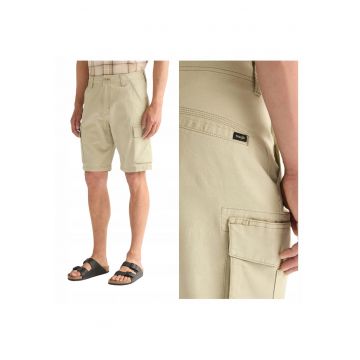 Pantaloni Barbati Scurti -  PK Cargo Short - Bej - Bumbac - Design Clasic Casual - Ideal Pentru Uz Zilnic - Material Premium Confortabil - 5 Buzunare - Croiala Straight Fit - Bej