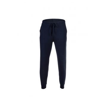 Pantaloni de trening din amestec de bumbac cu snur - Albastru