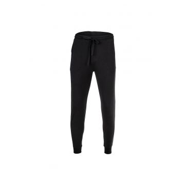 Pantaloni de trening din amestec de bumbac cu snur - Negru