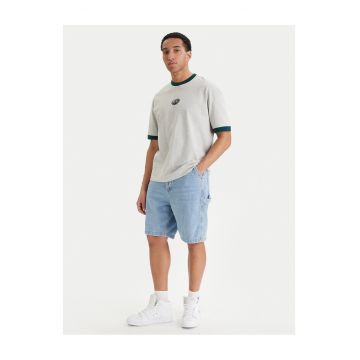 Pantaloni scurti barbati -  denim - fermoar - albastru - bumbac