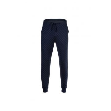 Pantaloni sport in carouri cu snur - Albastru
