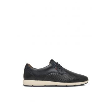 Pantofi barbati -  bleumarin - piele naturala - varf rotund -