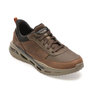 Pantofi sport SKECHERS maro, ARCH FIT ORVAN, din piele naturala