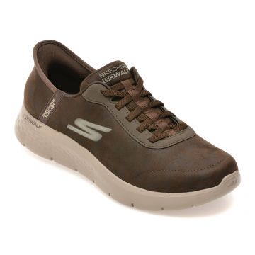 Pantofi sport SKECHERS maro, GO WALK FLEX, din material textil