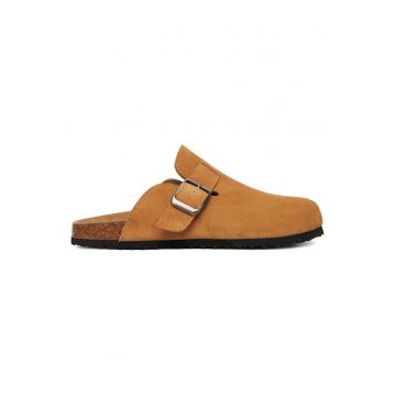 Papuci barbatesti  piele naturala - maro -
