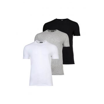 Set de tricouri cambrate - 3 piese - Alb/Negru/Gri
