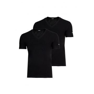 Set de tricouri cu decolteu in V - 2 piese - Negru