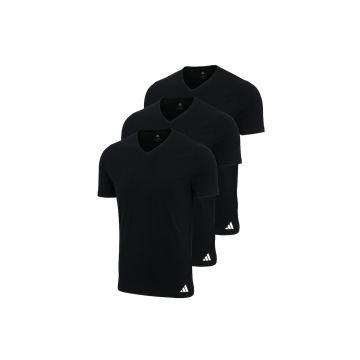 Set de tricouri cu decolteu in V - 3 piese - Negru