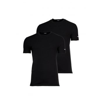Set de tricouri cu decolteu la baza gatului - 2 piese - Negru